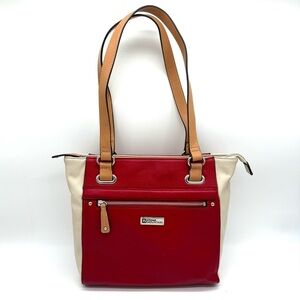 Stone Mountain double Handle Leather bag Red Bone Natural